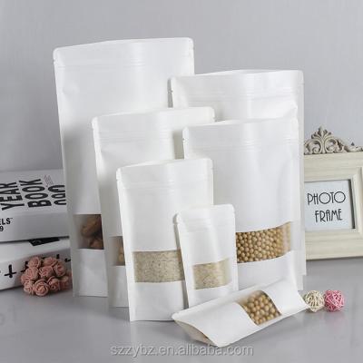 China Recyclable White Kraft Ziplock Bag With Window For Food for sale