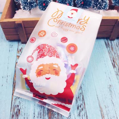 China Christmas Santa Disposable Candy Bag Flat Pouch Pastry Bag Cookie Bag for sale