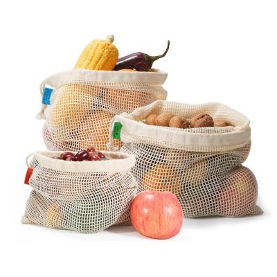 China Other Fruit Vegetable Stock Washable Reusable Large Grid Net Bag Wrapped Edge Twine Shopping Cotton Mesh Commodity Bag for sale