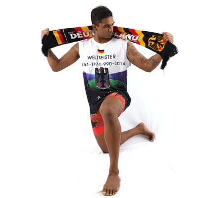 China Hot Sale Jacquard Fabric Jacquard Knitted Scarf Brazil Features For Football Souvenir Hot Fans Encourage Scarf for sale