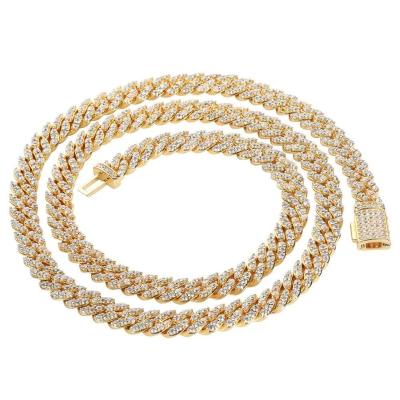 China Custom Gold 925 Sterling Silver Iced Out VVS Moissanite Diamond Cuban Link Chains Name 10K Large Hiphop 12mm Width One Row Stone for sale