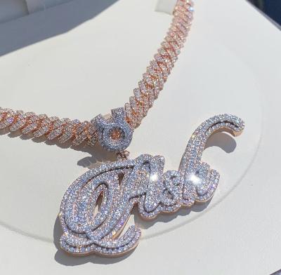 China Full Custom Hiphop Rose Gold Hits Different Hip Hop Pendant Iced Out 10K/14K Solid Gold Moissanite Diamond Letter Pendant Necklaces for sale