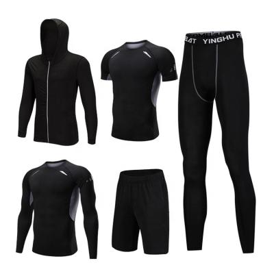 China Breathable Best Selling Slim Fit Men Fitness Wear Polyester Spandex Fits 5 Pieces Compression Wear for sale