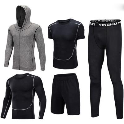 China High Quality Breathable Gym Sport Sweatsuit Customize Your Own Design Compression Wear Men 6XL 5 Piece Compression Sport Wear for sale