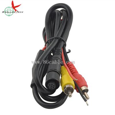 China 6pin Car Din Female To RCA Waterproof Audio Video Cables For Vehicle Cameras Car Rear View Cameras for sale