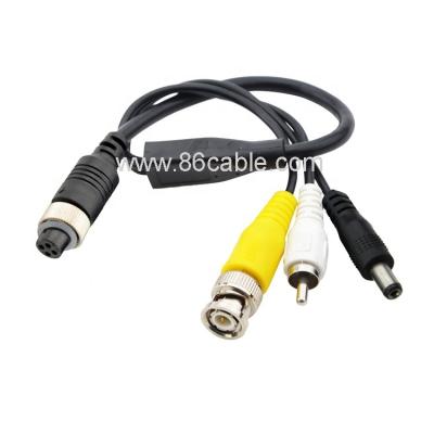 China Car LCD Monitors 4 Pin Socket To DC BNC RCA Cable Connector For Vehicle Camera DVR for sale