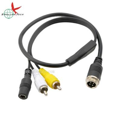 China Car Rearview Camera Cable 4PIN Mini DIN Male To Female 2rca Male And DC Car Rear View Camera Cable Audio Video Adapter for sale