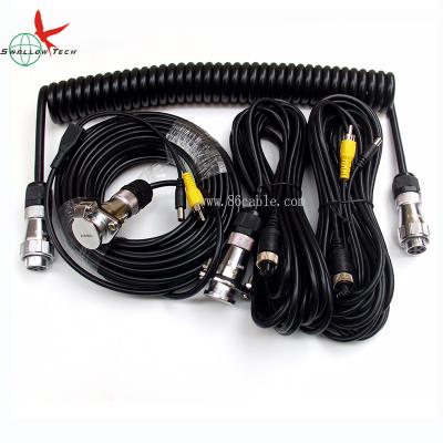 China Rear View Camera 12v 24v Pin Spiral Trailer Camera Cable for sale