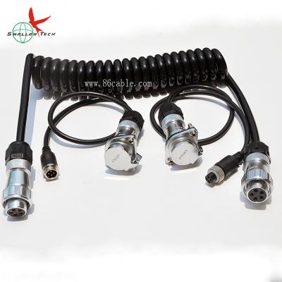 China 5ft Truck Rear View Camera Security 5pin Cable Connector Coil Truck Cable For Dump Truck Used for sale