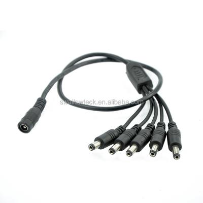 China Camera DC Power Splitter Cable 12V/24V 1 Female To 5 Male Adapter Cable For CCTV Camera for sale