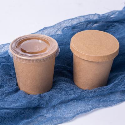 China Disposable Novel Disposable Quick Take Away Biodegradable Food Wrapping Ice Paper Cup Sauce Cup With Lid for sale