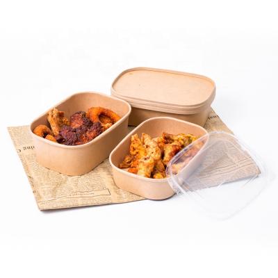 China Disposable Disposable Paper Bowl Take Out Food Boxes And Cups Rectangular Paper Bowl With Paper Lid for sale