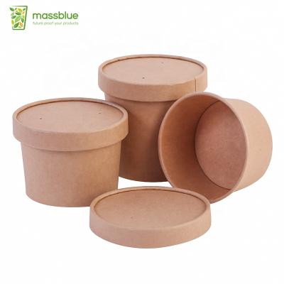 China Disposable Accept Custom Biodegradable Disposable Soup Paper Cup Bowl Water Paper Rice Container Paper Bowl For Soup for sale