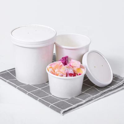 China Disposable Hot Selling Custom Printed Disposable Take Out Soup Cup White Paper Cup For Dessert Staple Food for sale