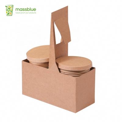 China Recycled Materials Wholesale Custom Take Out Drink Craft Paper Cup Wrapping Paper Tea Carrier Hot Disposable Paper Cup Holder for sale