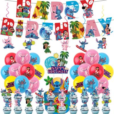 China Birthday HappyBro Dot Theme Party Decorations Stitches Party Need Birthday Cake Topper Balloon Set Party Supplies for sale