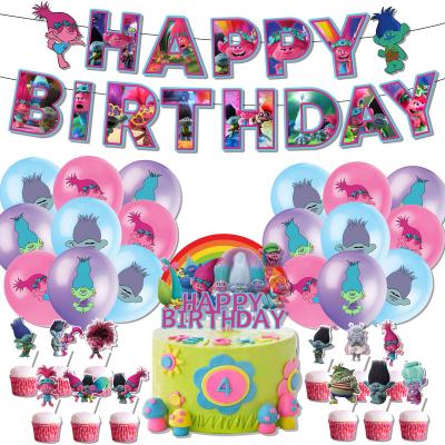 China Halloween HappyBro Branch Theme Party Decorations Branch Birthday Balloon Set Cake Topper Happy Birthday Banner Set for sale