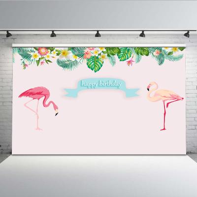 China Mehofoto 7x5ft Seamless Vinyl Birthday Photography Light Digital Backdrop Printing Flamingo Photography Backdrop for sale