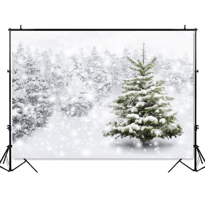 China Seamless Snow Forest Scene Photography Backdrop Winter Snow Covered Trees Landscape Photo Background for sale