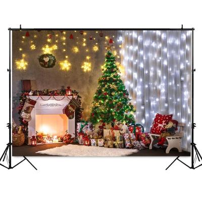 China Seamless Christmas Room Gift Tree Photography Backdrop Christmas Decoration Children Kids Photo Studio Background for sale