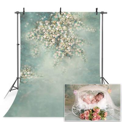 China Vivid Light Blue Flower Portrait Baby Photography Backdrop Dreamy Newborn Photo Shoot Photo Studio for sale