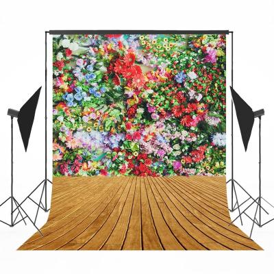 China Seamless Colorful Flower Wall Floor Wedding Photography Backdrop Nature Wooden Flowers Wall Bridal Shower Photo Studio Background for sale