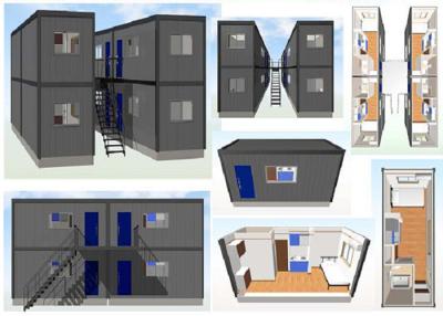 China Prefabricated Modern Homes 20FT Container House With Ladders Labor Living Quarters for sale