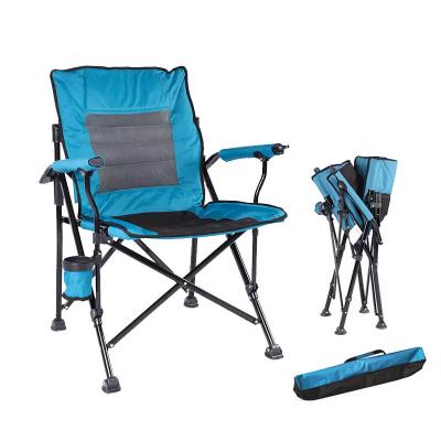 China Wholesale Blue Compact Lightweight Durable Material Foldable Sit Lawn Fishing Camping Chair For Adults With Wine Rack for sale