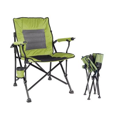 China Durable Material Manufacturer Adjustable Backrest Reclining Padded Portable Folding Camping Chair With Storage Pocket for sale