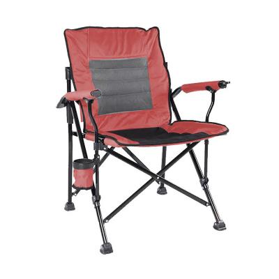 China Durable Material Manufacturer Adjustable Backrest Reclining Padded Portable Folding Camping Chair With Storage Pocket for sale