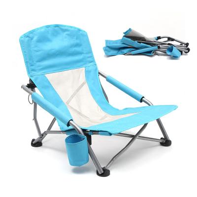 China Easy Carry Lodge Custom Printed Mesh Breathable Low SeatLounger Portable Sea Foldable Beach Chair For Outdoor Camping for sale