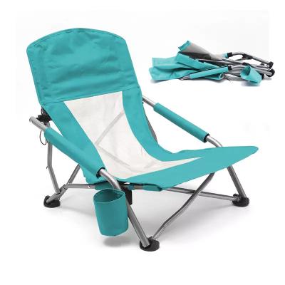 China Leisure Chaise Lounge Aluminum Lightweight Portable Folding Easy Carry Outdoor Beach Chair With Cup Holder for sale