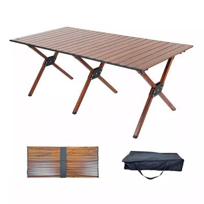 China Low MOQ Easy Carry Aluminum Kitchen Dining Portable Folding Picnic Camping Egg Roll Table For Outdoor for sale