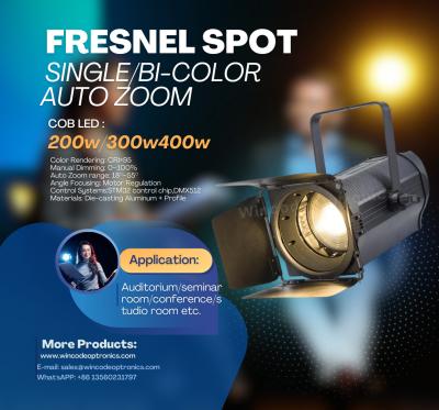 China 100W 200W LED Fresnel Warm Weiß Kühl Weiß LED Scheinwerfer Studiolicht zu verkaufen