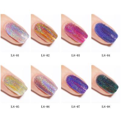 China New 7ml Eco-friendly Colors Fashion Laser Glitter Nail Polish Colorful Laser Quick-Drying 8 Laser Nail Polish Diamond Laser for sale