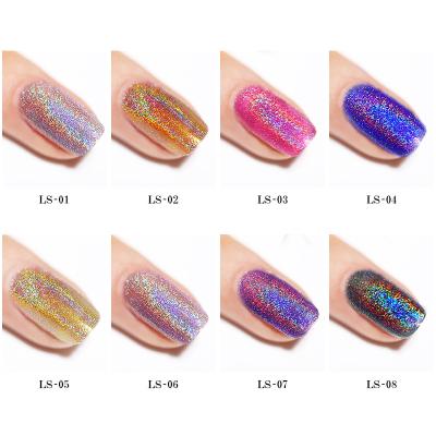 China New Eco-friendly Glitter Laser Nail Art Polish Colorful Quick-Drying Colorful Laser 7ml Nail Polish Diamond Laser 8 Colors for sale