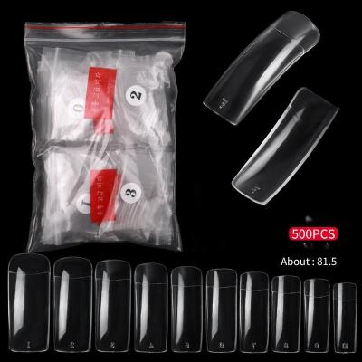 China Eco-friendly Nail 500 Pieces/Bag Flat Natural Transparent Artificial Nails Half Full French Nails Artificial Nails Nails for sale