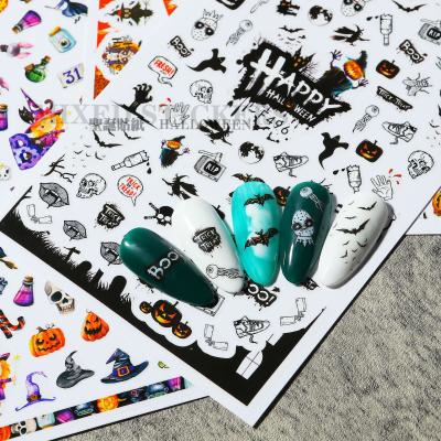 China 3d Nail Art DIY Decoration 2021 New Gel Nail Stickers Halloween UV Sticker Nail Sticker For Nail Art Decoration for sale