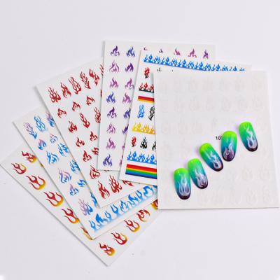 China 3d Nail Red 2021 Decoration Art DIY Flame Color Flame Nail Stickers Adhesive Nail Stickers Decorative Nail Flame Paste Network Decals Nail Tools for sale