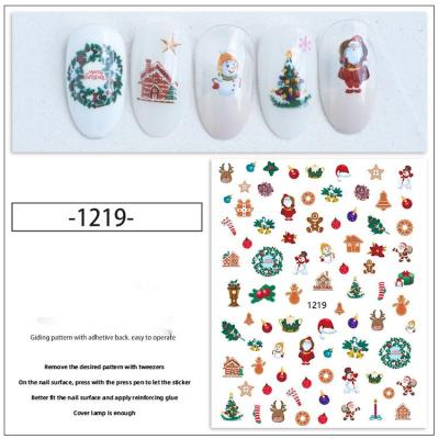 China 3d Nail Art DIY Decoration Christmas Nail Stickers New Winter Nail Decals Santa Snowflake Tie 3D Glue Stickers for sale