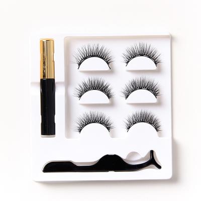 China Magnetic Mink Eyelashes Vendor Magnetic Eyelashes Custom 3D Pairs 3 or 5 Lashes Light Weight Amazing Strong Magnetic for sale