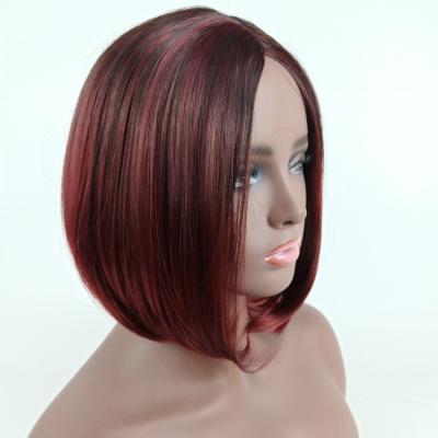 China Silky Wave Wig 2021 Wine Red Selling Straight Pixie Best Short Hair Full Lace Wig Chemical Fiber Human Hair Wigs For Women for sale