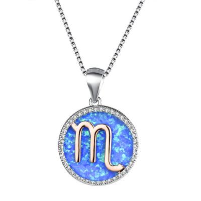 China TRENDY punk retro Scorpion pendant necklaces for women silver white blue fire Opal Necklace Female Birthday Gifts 925 for sale