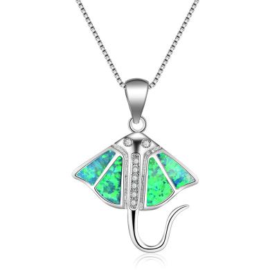 China Colorful Green Blue White Birthstone Necklace Animal Jewelry Silver Opal Pendant Necklaces For Women 925 Unique Skate Fire TRENDY for sale