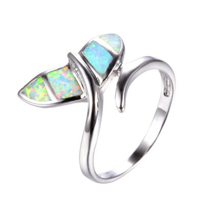 China Opal Stone Jewelry Feminine White Charm Tasty FASHIONABLE 925 Silver Thin Wedding Rings For Women Shape Fishtail Bridal Engagement Ring for sale