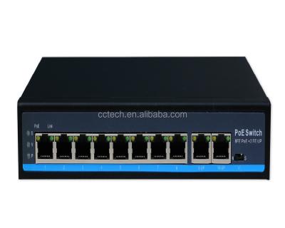 China LACP office 250m 8 poe 2 utp uplink 10 port ethernet switch with 100w 120w power AC 100-240V for sale