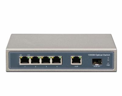 China LACP 4 port 10/100/1000mbps active gigabit poe switch with 1 SFP 1 utp uplink for sale