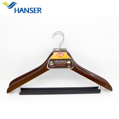 China Durable Hanser Factory Supplier Wooden 3 Pack Coat Suit Hanger for sale