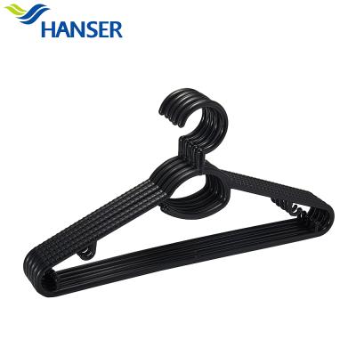 China Wholesale Hook Stocked 360 Degree Rotating Non Slip Black Clothes Hanger for sale