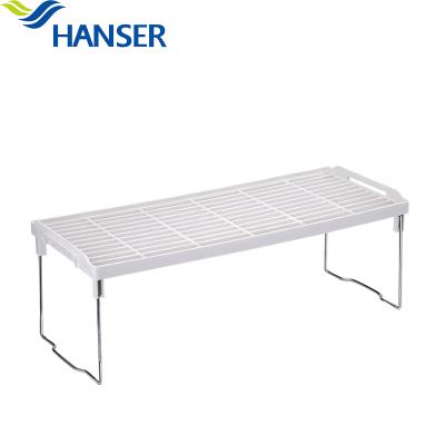 China HANSER Stainless Steel Stent Folding Kitchen Plastic Viable Storage Shelf for sale